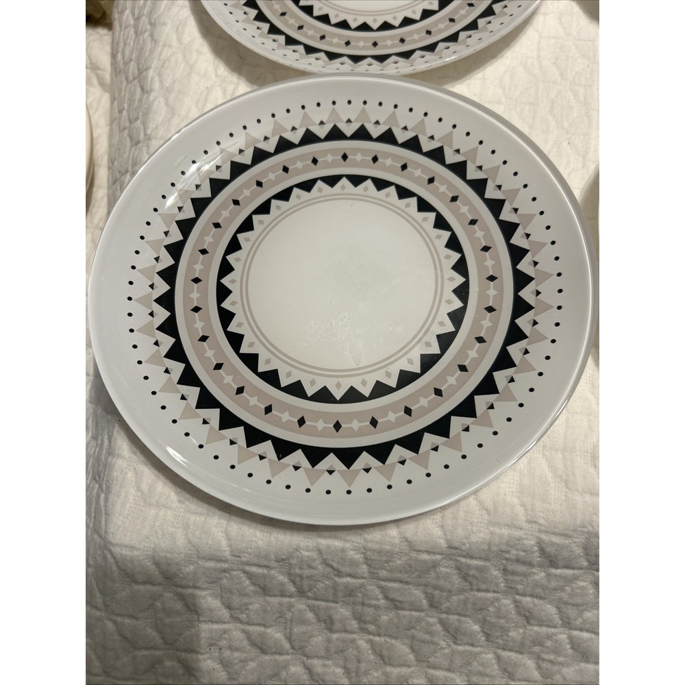 IKEA  Narheten Design 8 Inch Glass Plates NWT Discontinued Pattern Geometric